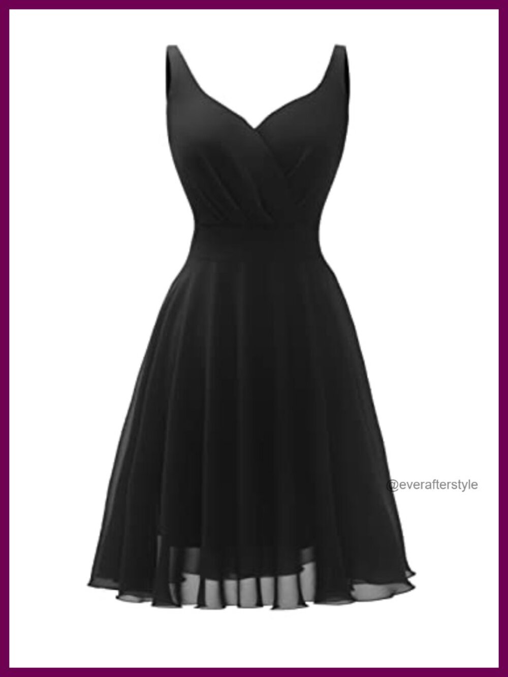 V-Neck Chiffon Cocktail Sundress Knee Length Spaghetti Strap Swing Dress